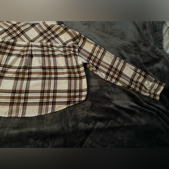 No Boundaries Cropped Plaid Brown Button Lightweight Jacket Size XXL(junior) - Picture 12 of 16